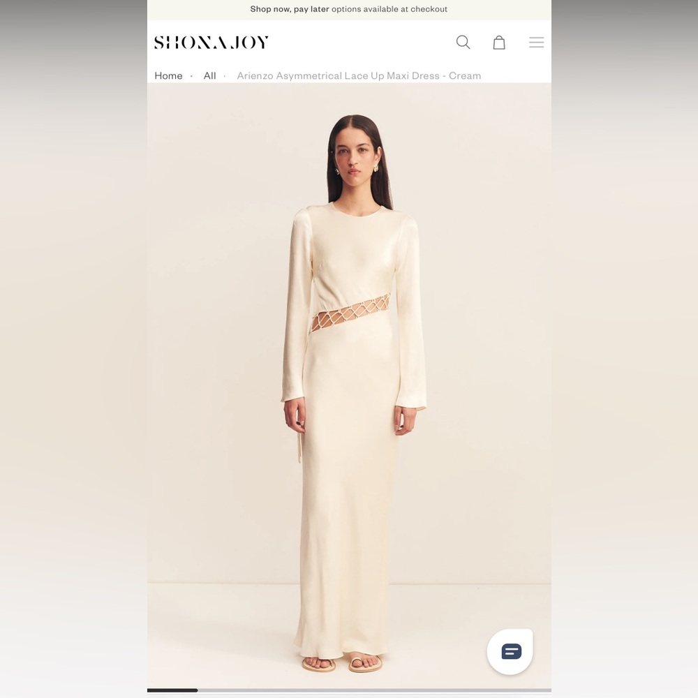Shona Joy Arienzo Asymmetrical Lace Up Maxi Dress - Cream